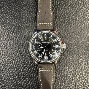 Parnis 44mm Pilot Aviator Men's Manual Wind Watch  Movement: 17-Jewels mechanica
